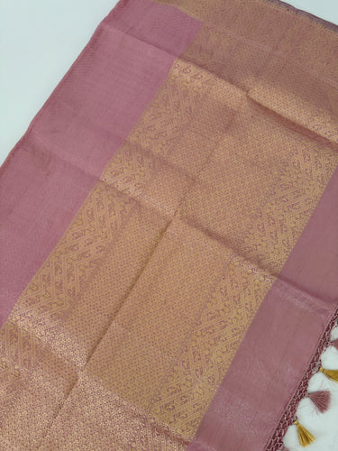Banarasi Tissue Silk Saree | Onion Pink | Handwoven | Silk Mark Certified | Ships from California